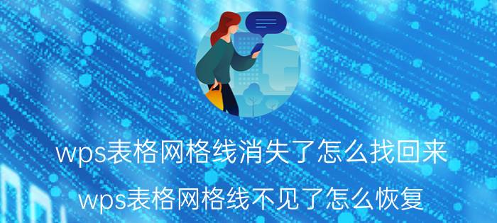 wps表格网格线消失了怎么找回来 wps表格网格线不见了怎么恢复？